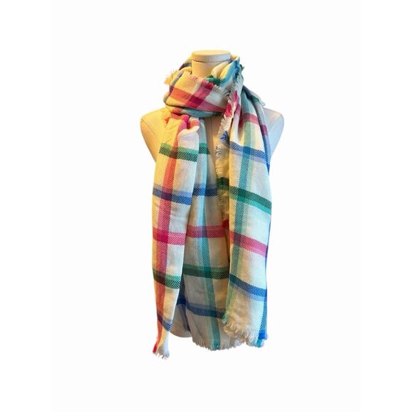 NWT Talbots Wool Scarf Wrap Womens Preppy Plaid Lightweight Oversized 28x80 - Picture 3 of 8